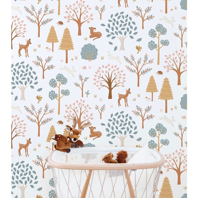 Lilipinso Behang Kinderkamer Bosmotief Hert Lilipinso