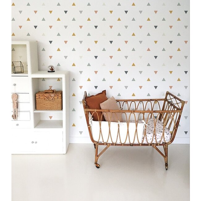 Lilipinso Behang Kinderkamer Triangles Blue Grey Beige
