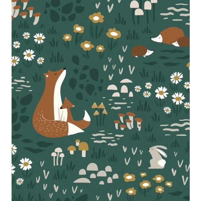 Wallpaper Forest Animals Green van Lilipinso