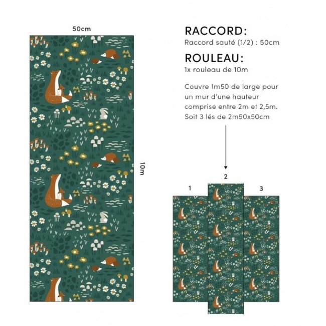 Lilipinso Wallpaper Forest Animals Green van Lilipinso