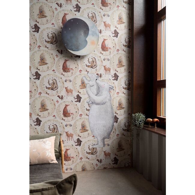 Hartendief Behang Kinderkamer Blij in het Bos Sneewvlok wit Hartendief