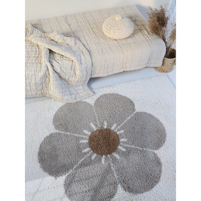 Vloerkleed Kinderkamer Bohemian Daisy Taupe - vierkant