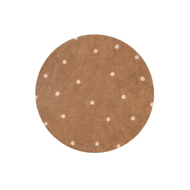 Lorena Canals Rond Kinderkamer Vloerkleed Dot Chestnut Lorena Canals