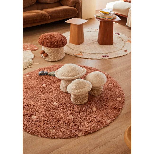 Lorena Canals Rond Kinderkamer Vloerkleed Dot Chestnut Lorena Canals