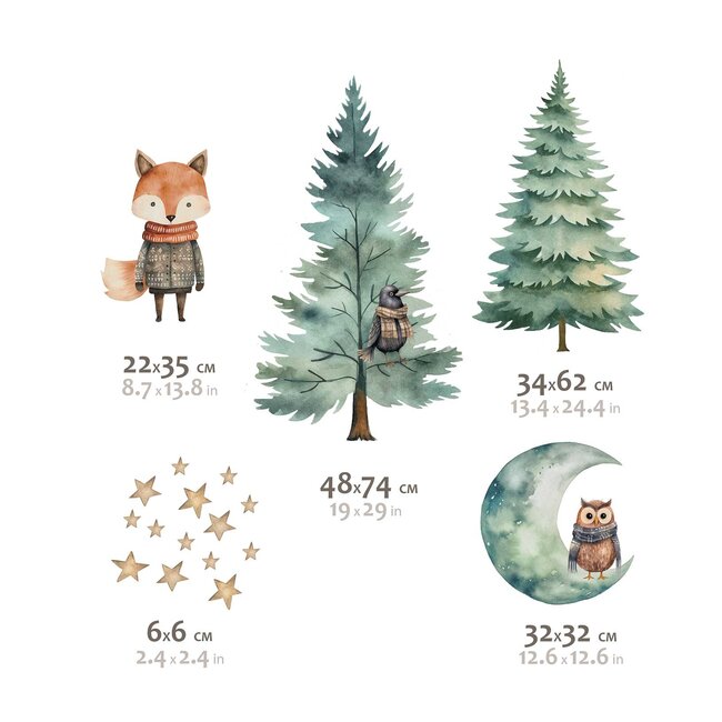 Muurstickers Kinderkamer Forest Family