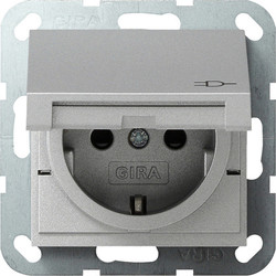 Gira wandcontactdoos randaarde kindveilig klapdeksel Systeem 55 aluminium mat (041426)