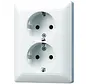 wandcontactdoos randaarde Safety+ 2-voudig voor enkele inbouwdoos AS500 alpine wit (AS 5020 NKIU WW)