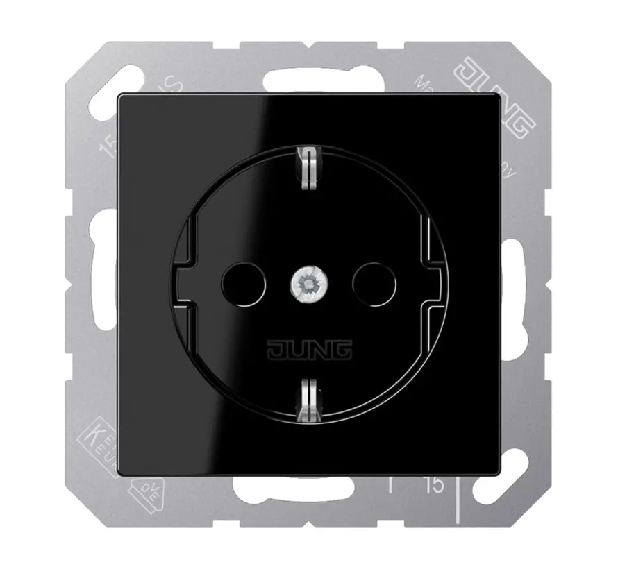 wandcontactdoos randaarde A-range zwart glans (A 1520 N SW)