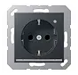 wandcontactdoos randaarde Safety+ met LED-oriëntatieverlichting en lichtsensor A-range antraciet mat (A 1520-O ANM LNW)