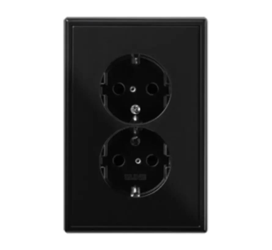 wandcontactdoos randaarde Safety+ 2-voudig voor 1,5 inbouwdoos LS990 zwart (LS 5015 KI SW)