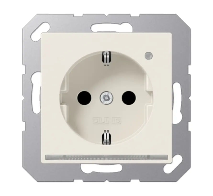 wandcontactdoos randaarde Safety+ met LED-oriëntatieverlichting en lichtsensor A-range creme (A 1520-O LNW)