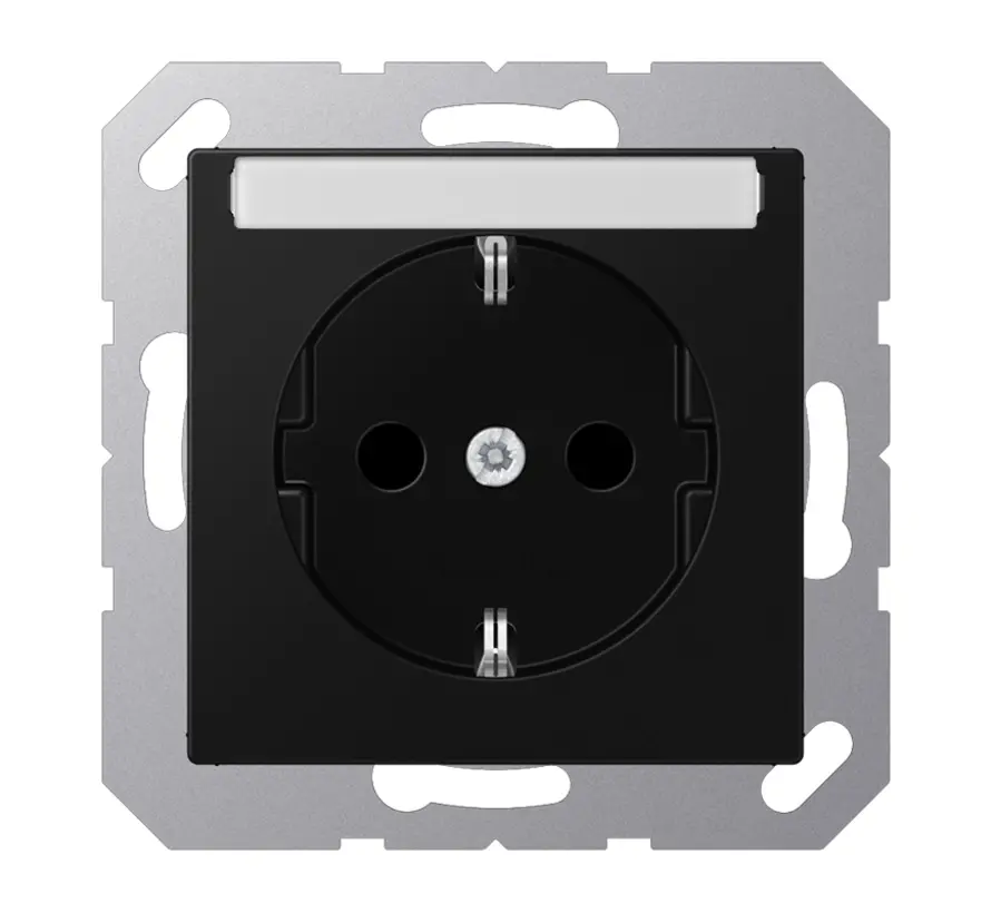 wandcontactdoos randaarde met tekstvenster A-range grafietzwart mat (A 1520 BFNA SWM)