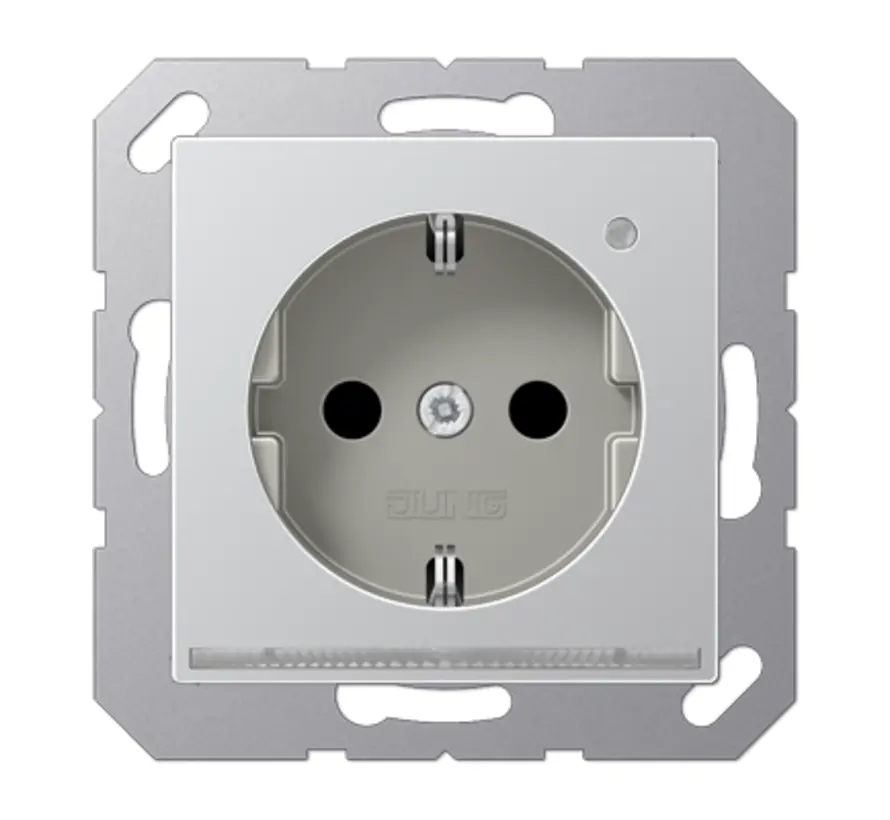 wandcontactdoos randaarde Safety+ met LED-oriëntatieverlichting en lichtsensor A-range aluminium (A 1520-O AL LNW)
