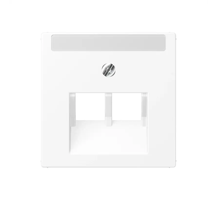 centraalplaat 2-voudig met tekstvenster tbv RJ45 wandcontactdoos A-range sneeuwwit mat (A 569-2 NA PLUA WWM)