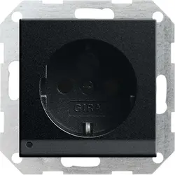 Gira wandcontactdoos randaarde kindveilig LED-orientatielicht Systeem 55 zwart mat (1170005)