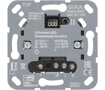 Gira Systeem 3000 tastdimmer universeel LED Comfort 3-100 Watt (540100)