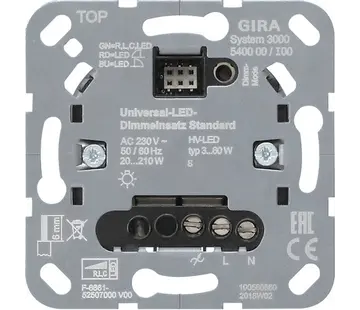 Gira Systeem 3000 tastdimmer universeel LED Standaard 3-60 Watt (540000)