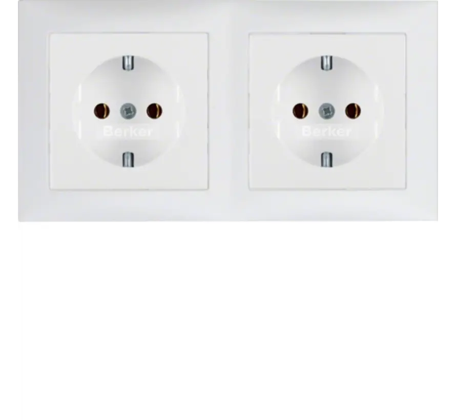 wandcontactdoos 2-voudig randaarde compleet voorbedraad voor duo-inbouwdoos S1 wit mat (47209909)