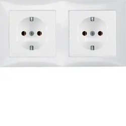 Berker wandcontactdoos 2-voudig randaarde compleet voorbedraad voor duo-inbouwdoos S1 wit glans (47208989)