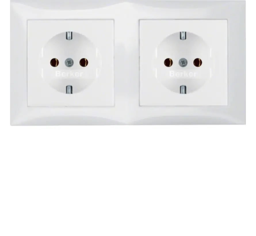 wandcontactdoos 2-voudig randaarde compleet voorbedraad voor duo-inbouwdoos S1 wit glans (47208989)