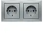 wandcontactdoos 2-voudig randaarde compleet voorbedraad voor duo-inbouwdoos S1 aluminium mat (47209939)