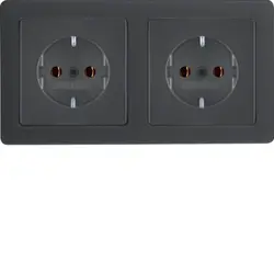 Berker wandcontactdoos 2-voudig randaarde compleet voorbedraad voor duo-inbouwdoos Q1 antraciet (47206086)