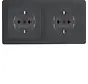 wandcontactdoos 2-voudig randaarde compleet voorbedraad voor duo-inbouwdoos Q1 antraciet (47206086)