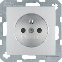 Berker wandcontactdoos penaarde kindveilig S1/B3/B7 aluminium mat (6765761404)