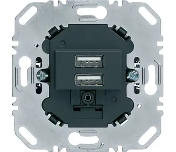 Berker USB-wandcontactdoos 3A tweevoudig antraciet mat standaard (260205)