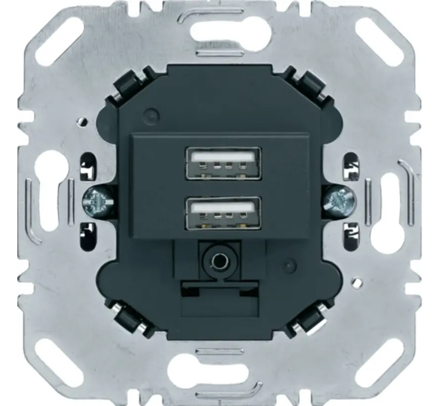 USB-wandcontactdoos 2-voudig 3A antraciet mat standaard (260205)