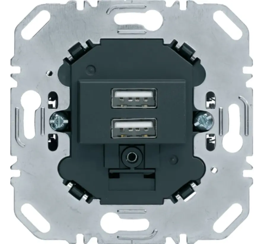 USB-wandcontactdoos 3A tweevoudig antraciet mat standaard (260205)