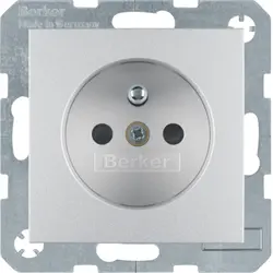 Berker wandcontactdoos penaarde kindveilig S1/B3/B7 aluminium mat (6768761404)