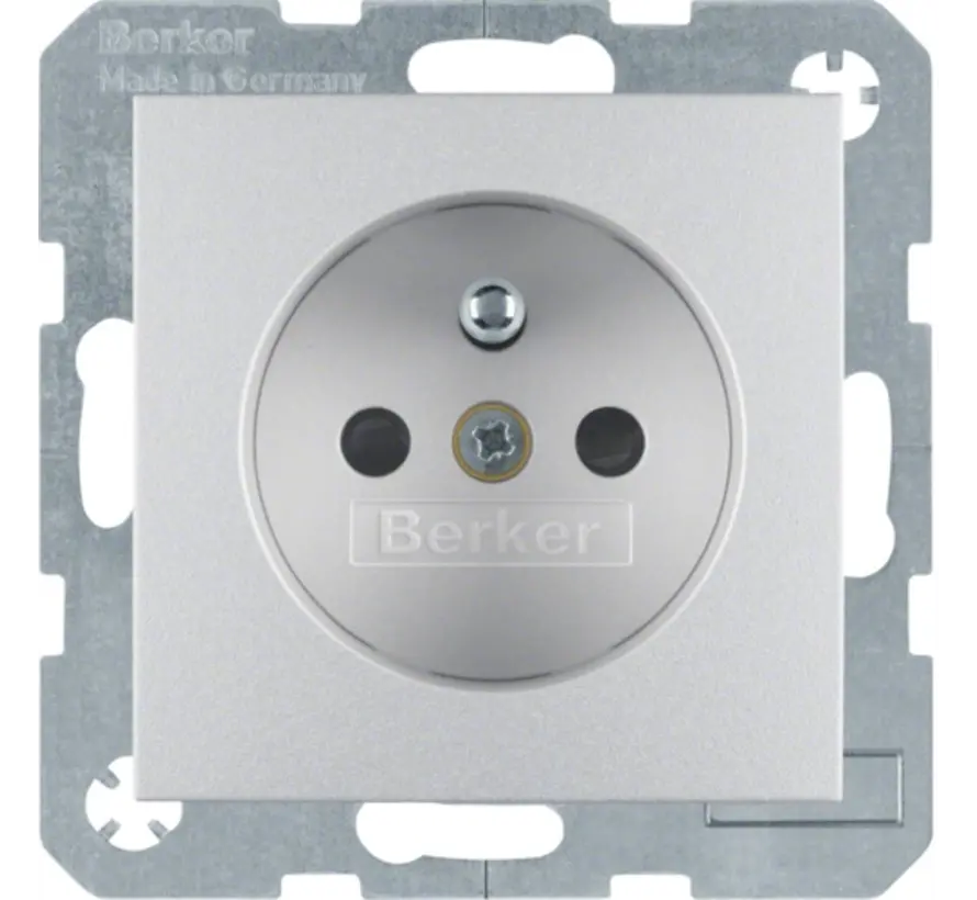 wandcontactdoos penaarde kindveilig S1/B3/B7 aluminium mat (6768761404)