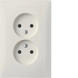 Berker wandcontactdoos 2-voudig zonder randaarde kindveilig voor enkele inbouwdoos S1 wit mat (47951909)