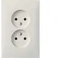 wandcontactdoos 2-voudig zonder randaarde kindveilig voor enkele inbouwdoos S1 wit mat (47951909)