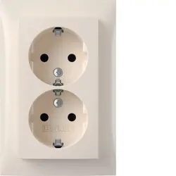 Berker wandcontactdoos 2-voudig randaarde voor enkele inbouwdoos S1 creme glans (47748982)