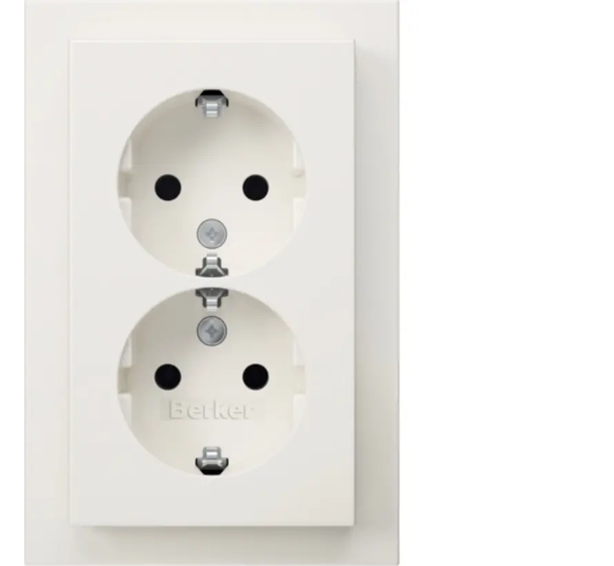 wandcontactdoos 2-voudig randaarde voor enkele inbouwdoos Q3 wit (47746099)