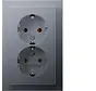 wandcontactdoos 2-voudig randaarde voor enkele inbouwdoos Q3 aluminium (47746094)