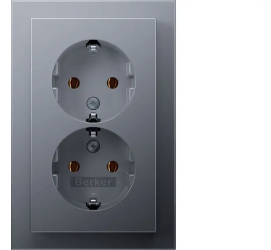 wandcontactdoos 2-voudig randaarde voor enkele inbouwdoos Q3 aluminium (47746094)