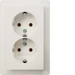 Berker wandcontactdoos 2-voudig randaarde voor enkele inbouwdoos Q1 wit (47746089)