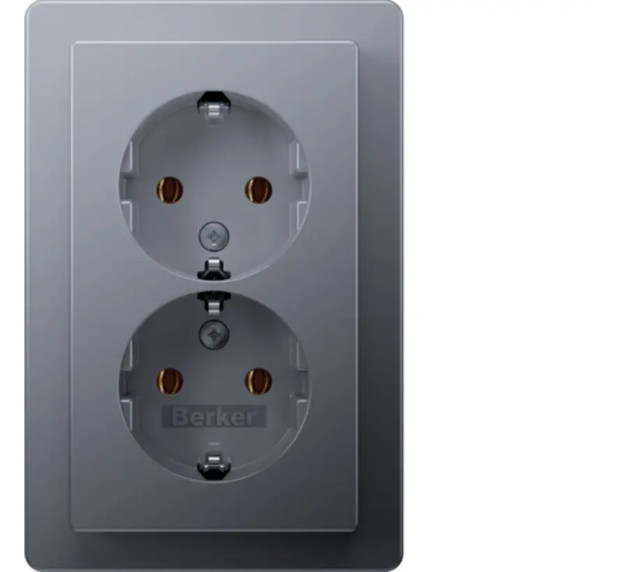 wandcontactdoos 2-voudig randaarde voor enkele inbouwdoos Q1 aluminium (47746084)