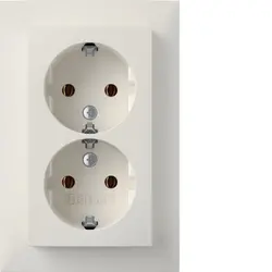 Berker wandcontactdoos 2-voudig randaarde voor enkele inbouwdoos S1 wit mat (47741909)