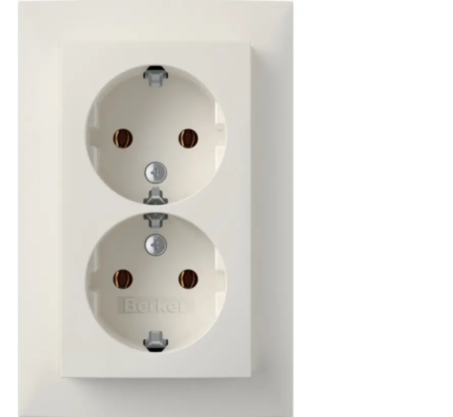 wandcontactdoos 2-voudig randaarde voor enkele inbouwdoos S1 wit mat (47741909)