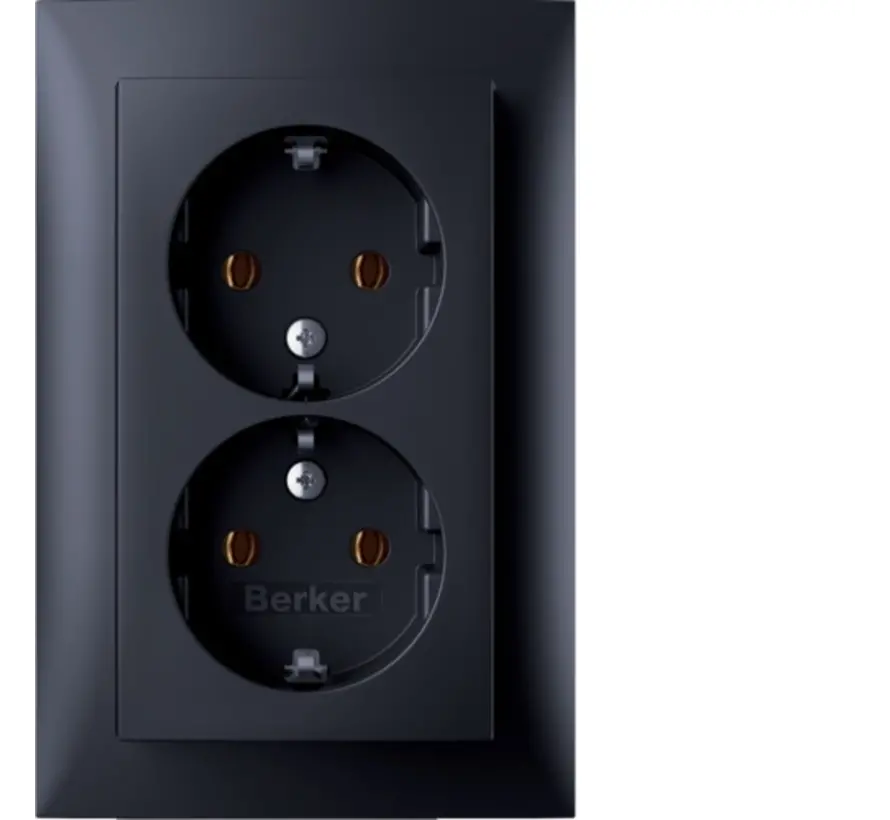 wandcontactdoos 2-voudig randaarde voor enkele inbouwdoos S1 antraciet mat (47741606)