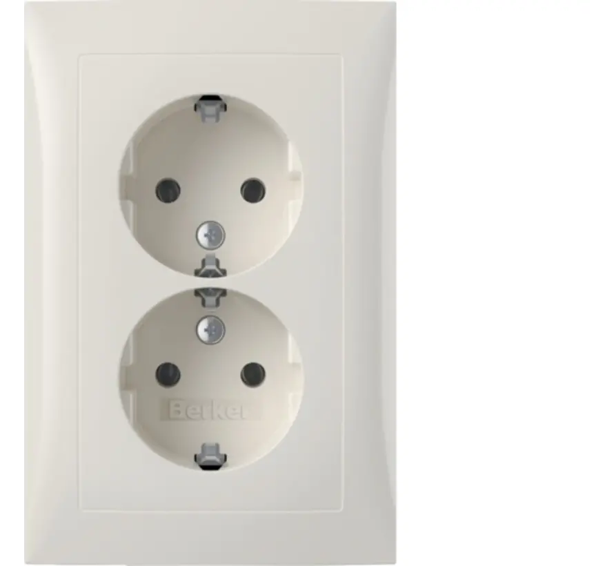 wandcontactdoos 2-voudig randaarde voor ovale 1,5 inbouwdoos S1 wit glans (47728989)