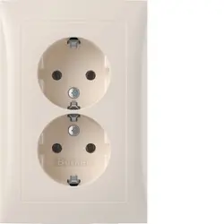 Berker wandcontactdoos 2-voudig randaarde voor ovale 1,5 inbouwdoos S1 creme glans (47728982)