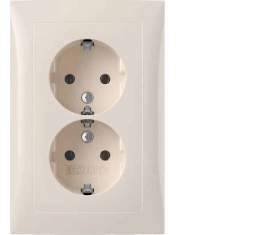 wandcontactdoos 2-voudig randaarde voor ovale 1,5 inbouwdoos S1 creme glans (47728982)