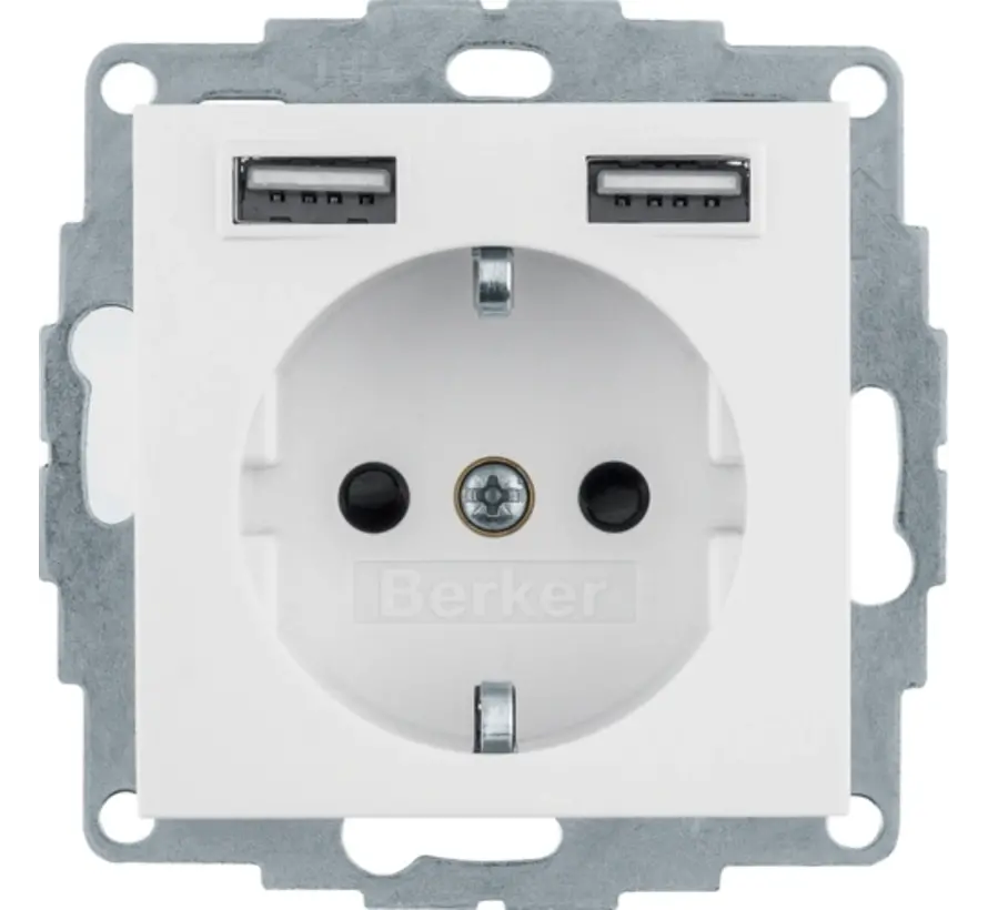 wandcontactdoos randaarde 2 x USB type A S1/B3/B7 wit mat (48031909)