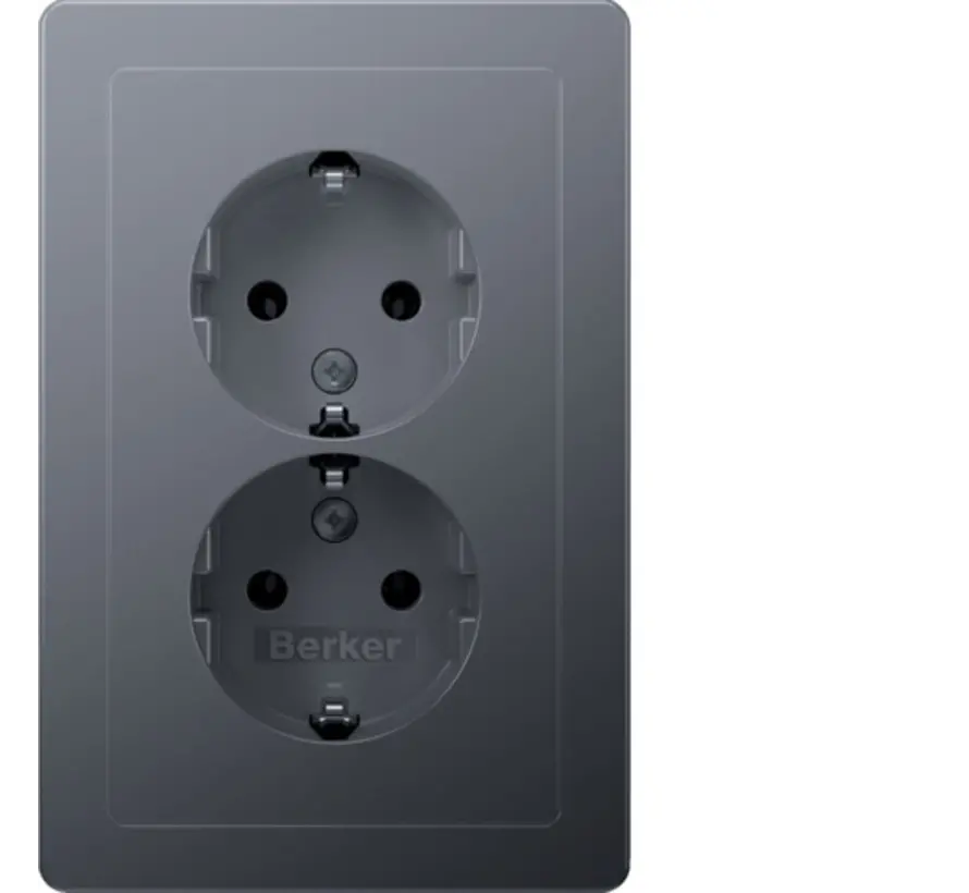 wandcontactdoos 2-voudig randaarde voor ovale 1,5 inbouwdoos Q1 aluminium (47726084)