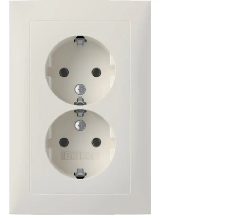 wandcontactdoos 2-voudig randaarde voor ovale 1,5 inbouwdoos S1 wit mat (47721909)